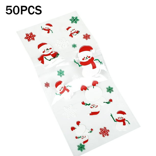 Bearachild Bolsa de dulces de Navidad, lazos giratorios, bolsa de embalaje de galletas, bolsa de regalo de Navidad de ligadura Kits de decoración para fiestas muñeco de nieve de navidad
