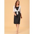 thumbnail image 3 of Top Tolera De Encogimiento De Hombros Estilo Bolero De Encaje De Corazón Con Lazo De Manga Con Volantes Elegante Para Mujer Blanco M, 3 of 6