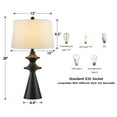thumbnail image 3 of KAWOTI 28" Metal Table Lamp Set of 2 with Linen Shade Black Modern Nightstand Lamps for Bedroom Living Room, 3 of 10