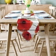thumbnail image 2 of Vintage Wood Red Flowers Poppy Table Runners Table Flag Tablecloths Party Decoration Table Runner Wedding Holiday Table Decor, 2 of 5