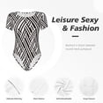 thumbnail image 4 of Fotbe Black White Stripes Body de Mujer con Cuello Redondo y Mangas Cortas, Sin Mangas Ajustado, Suave, Cómodo y Básico-X-Large, 4 of 7