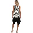 thumbnail image 6 of HELLHERO Ladies Irregular Hem Casual Dress, Black White Floral Asymmetric Sleeveless Sundress, with Side Pockets Summer Midi Dress for Cocktail Party Vacation, 6 of 8