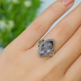 thumbnail image 2 of 925 Sterling Silver Iolite Statement Ring – Handmade Oxidized Marquise Gemstone Artisan Jewelry for Women, 2 of 6