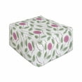 thumbnail image 1 of Floral Rectangle Pouf, Spiraling Rose Motifs on Branches with Leaves, Under Desk Foot Stool for Living Room Office Ottoman with Cover, 25", Reseda Green Pink White, by Ambesonne, 1 of 4