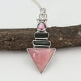 thumbnail image 3 of Pink Opal Necklace Sterling Silver Tourmaline Pendant Gemstone Pendant with Chain for Women, 3 of 11