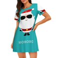 thumbnail image 1 of Easygdp Cute Santa Claus Camisón de manga corta para mujer, informal, estampado, 1 of 6