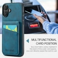 thumbnail image 4 of Phone Case for iPhone 17, Back Credit Card Holder Wallet Cover Study Kickstand PU Leather Magnetic Clasp RFID Blocking Case for iPhone 17 Cases Women, Blue, 4 of 8