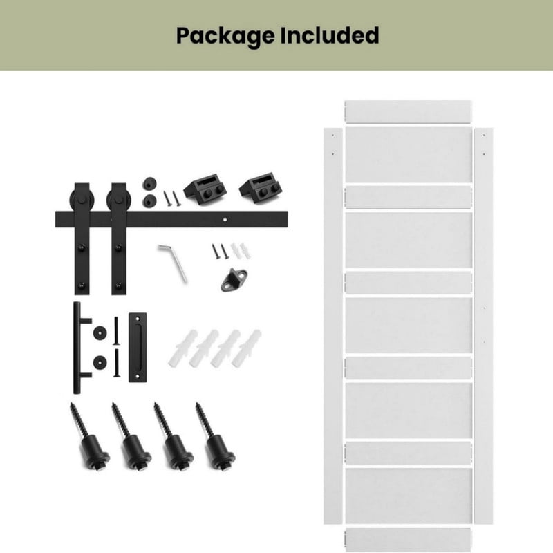 Easy4Home 28"x84" Sliding Barn Door in Waterproof PVC Coating with 5FT Track and Hardware Kit