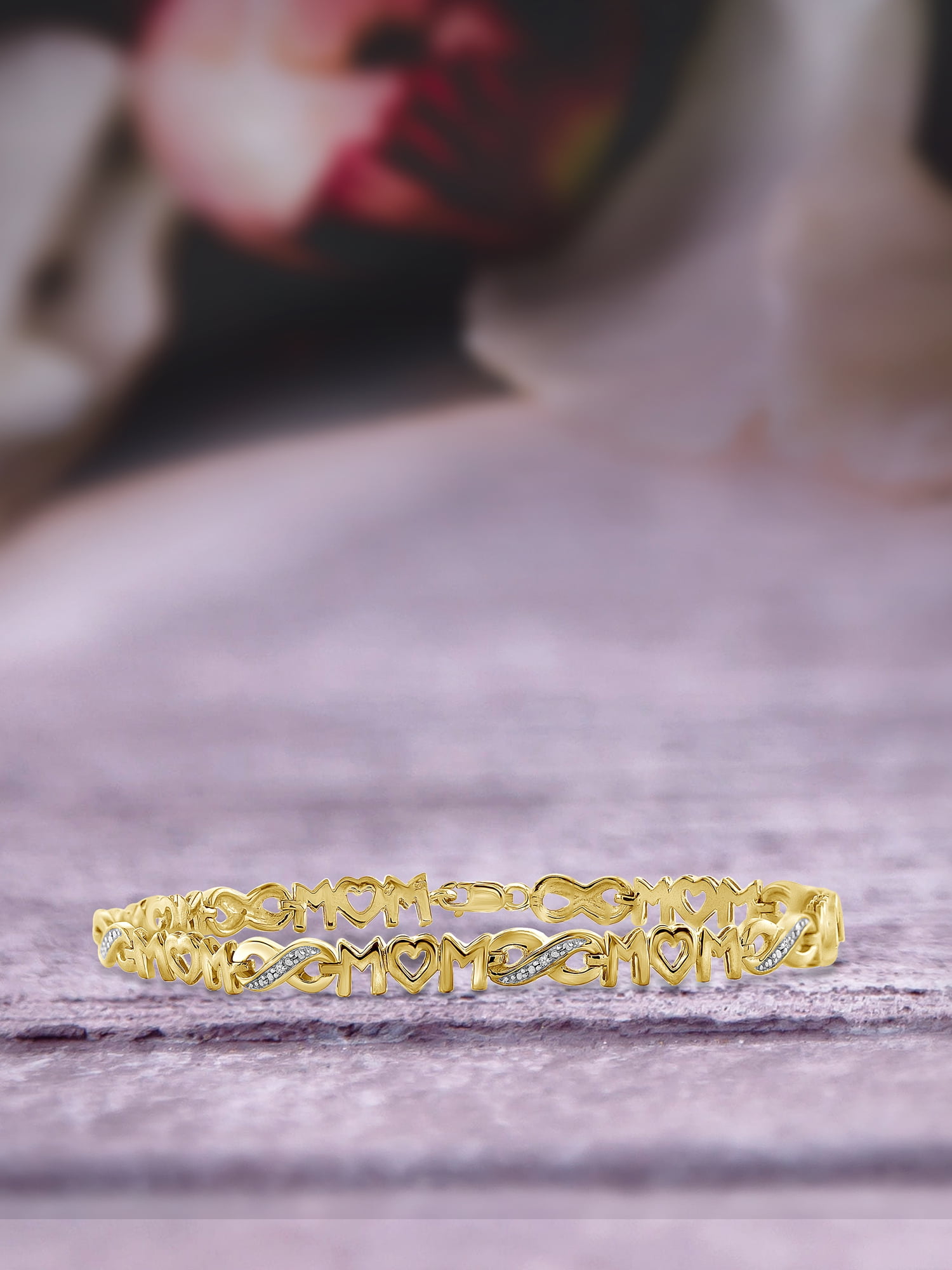 JewelersClub Mom Bracelets for Women – Beautiful 8” 14K Gold Plated Brass Bracelets for Women with Lobster Clasp & Infinity White Diamonds – Perfect Mothers Day Gifts
