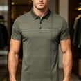 thumbnail image 4 of Men’s Short Sleeve Quick Dry Moisture Wicking Golf Polo Shirt with Pocket Bussiness Casual Striped Tee Tops for Middle-aged Size 3XL Green, 4 of 7
