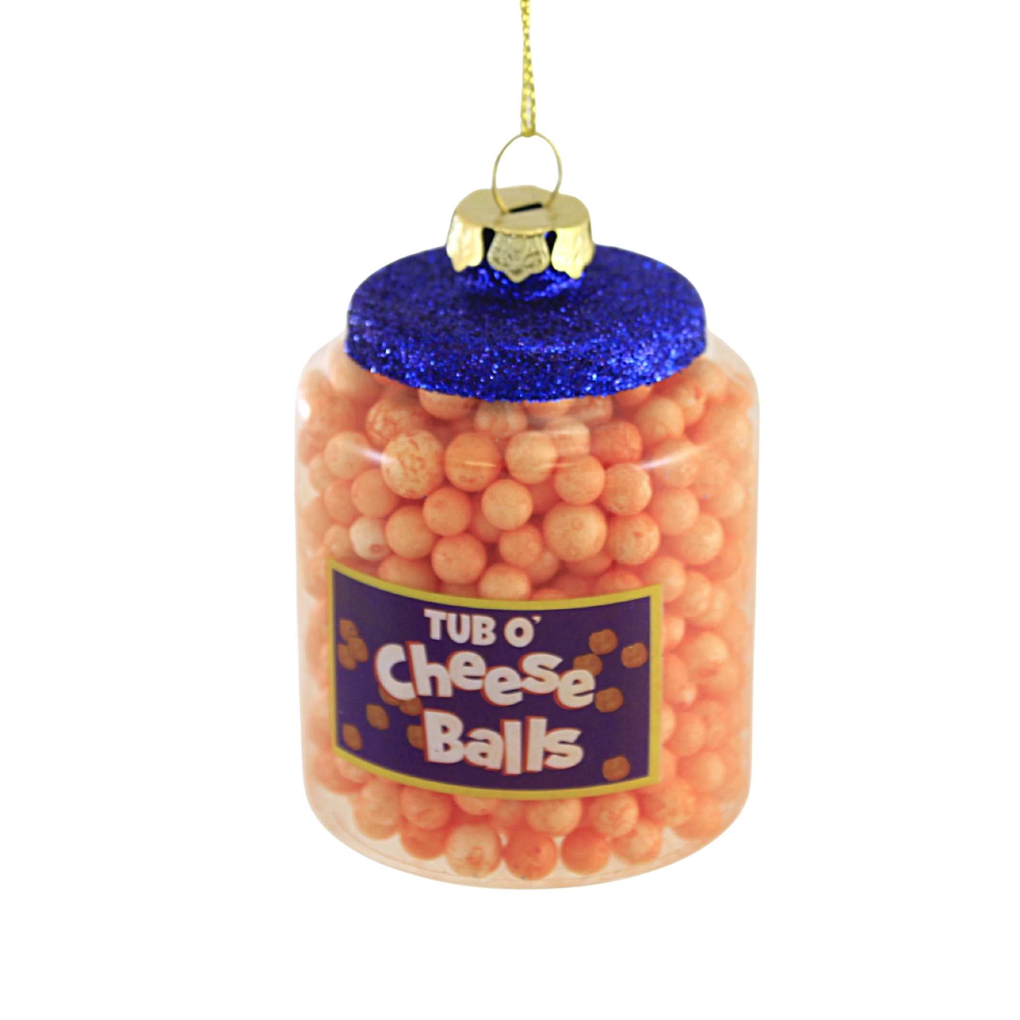 Holiday Ornament Tub O Cheese Balls Glass Christmas Ornament Junk Food