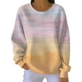 thumbnail image 2 of VJGBEGW Women Gradient Ribbed Long Sleeve Sweatshirt Crew Neck Loose Fit Pullover Tops Casual Drop Shoulder Sweatshirts Light Yellow 3XL, 2 of 4