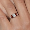 thumbnail image 5 of Gem Stone King 10K White Gold IGI Certified Lab Grown Diamond and Red Garnet 3-Stone Engagement Ring | 2.16 Cttw | Center Oval Diamond 1.00 Ct | D-E Color | VS1-VS2 Clarity (Size 8), 5 of 6