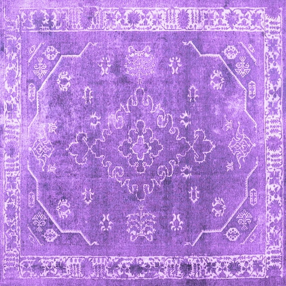 Ahgly Company Machine Washable Indoor Square Abstract Purple Contemporary Area Rugs, 5' Square