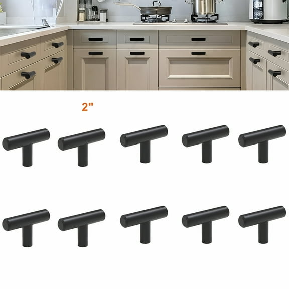 LAMIRO 10 Pack Cabinet Knobs,Black Cabinet Handles,2in Kitchen Cabinet Knobs