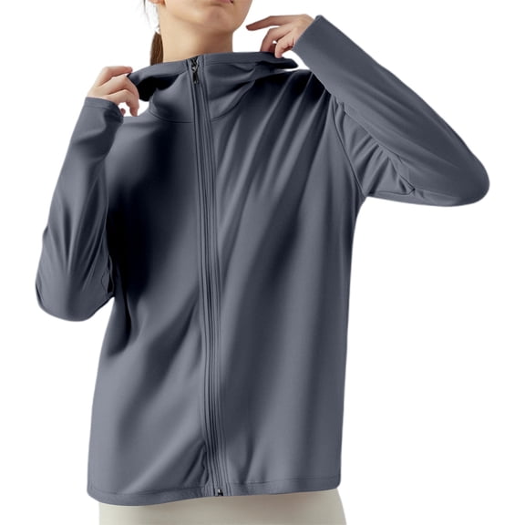 Upf Clothing Women Sun Shirt Women's Ice Silk Protective Hooded Sunscreen Jacket Pure Color Lightweight Breathable For Summer Outdoors