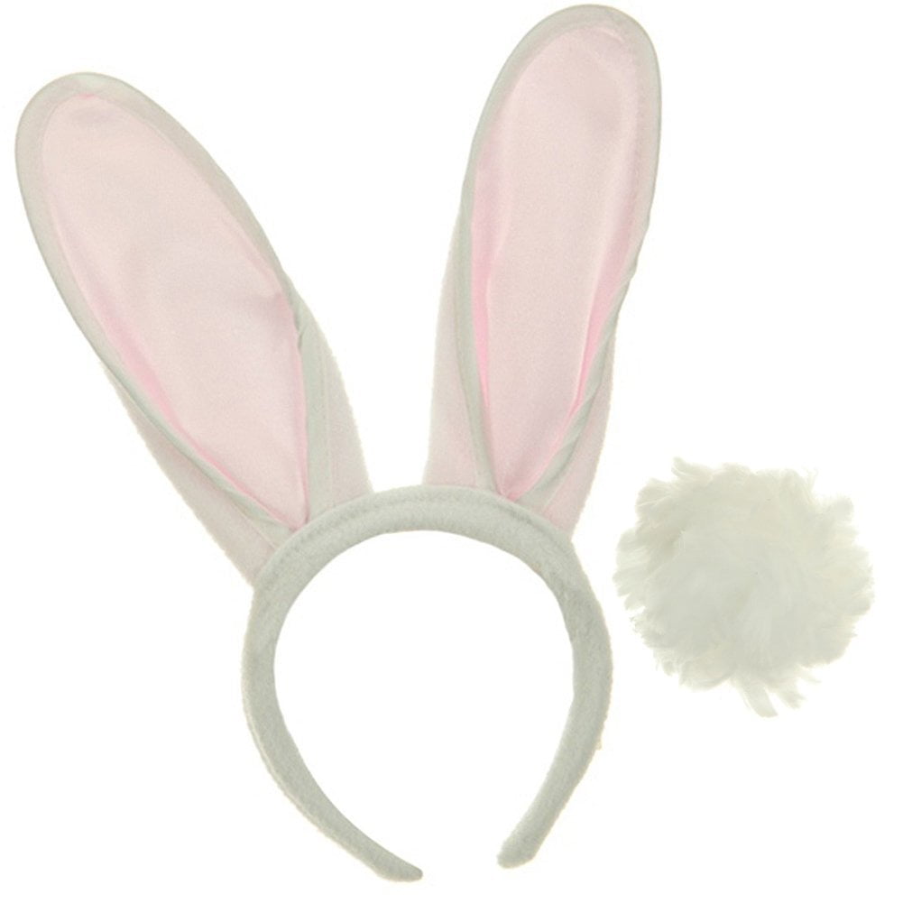 Pink Unicorn Set 2 Pcs Adult Fluffy Tail Ears Headband Easter Party Accessory