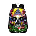 thumbnail image 4 of Men Woman Double Layer Thickened Student Backpack Magic Psychedelic Mushrooms And Skulls Schoolbag for Female Male Fashion Bag, 4 of 4