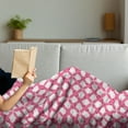 thumbnail image 3 of Pink and White Soft Flannel Fleece Blanket, Turkish Inspired Motifs in Pastel Tone Oriental Curves and Flowers, Cozy Plush for Indoor and Outdoor Use, 70" x 90", Pink White Magenta, by Ambesonne, 3 of 5
