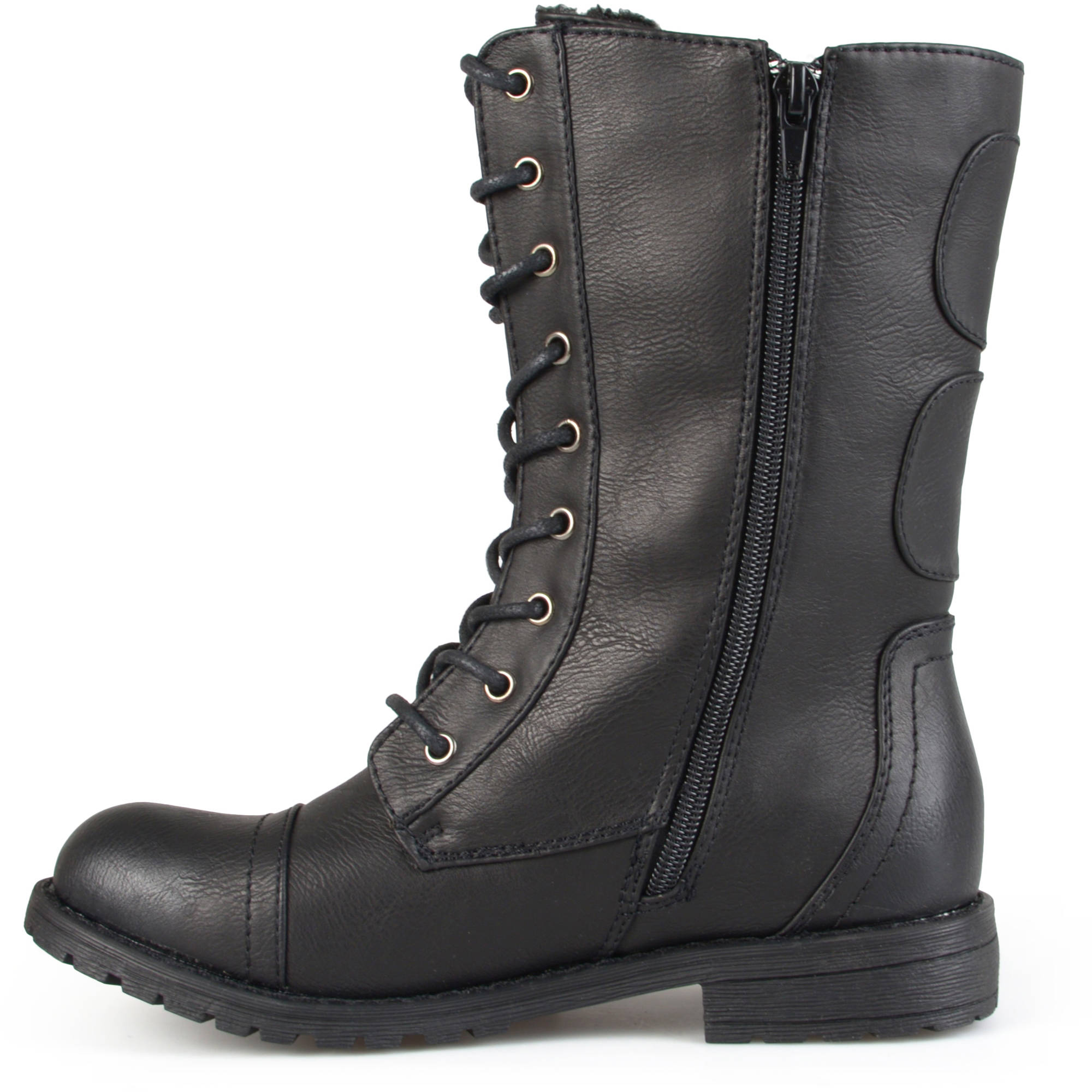 Brinley Co. Women's Buckle Detail Laceup Boots