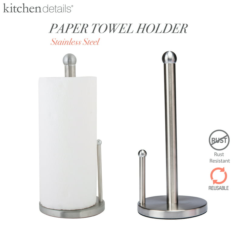 Paper Towel Holder,Paper Towels Stand Holder Countertop for Standard and  Large Size Rolls Black