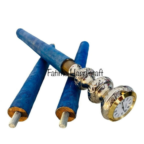 Antique Clock Head Handle Walking Stick Victorian Gift for men/women Gift Anniversary/ Designer Wooden Spiral Cane Victorian Walking stick