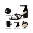 thumbnail image 4 of BLISSFUL STEP Women's Block Heel Ankle Strap Round Toe Heels Sandals Black (Size 6), 4 of 7