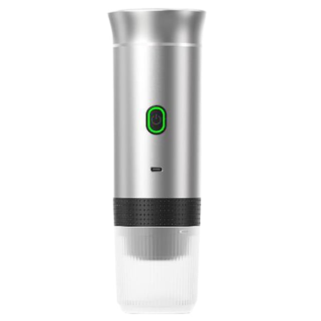Charlodey Portable Coffee Machine Machine 60ml 12V Rechargeable Self Heating Machine Portable Coffee Maker Travel or Ground Coffee Home and kitchen Grey, 1 capsule coffee machine