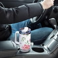 thumbnail image 7 of SKYSONIC Insulated Tumblers with Lids and Straws Handles 40oz Water Bottle Roses Violets Exotic Butterflies Travel Mug Reusable Stainless Steel Thermos Vacuum, 7 of 7