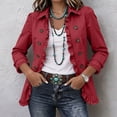 thumbnail image 6 of TGSLY Ruffle Trim Cardigan Jacket for Women Lightweight Collared Long Sleeve Decoration Double Breasted Coat Dressy Casual Solid Color Fall Outerwear S, 6 of 10