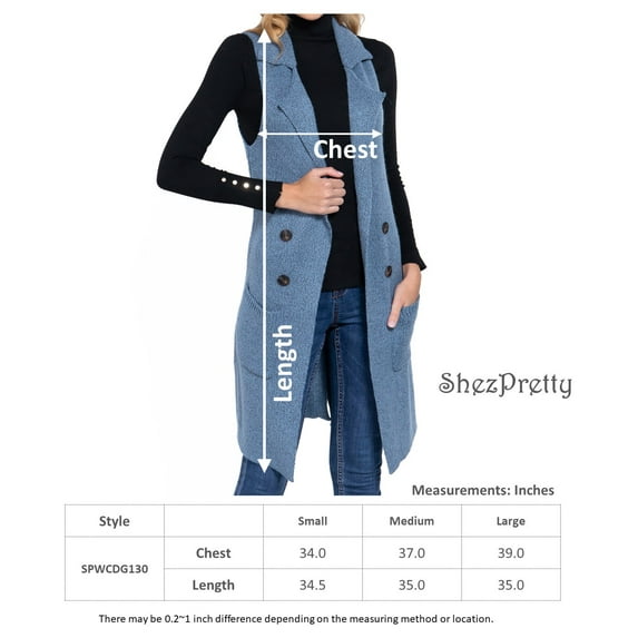 ShezPretty Women's Casual Sleeveless Open Front Long Cardigan Sweater Vest with Side Pockets (Medium, SAGE GREEN)