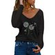thumbnail image 2 of Camiseta de manga larga con cuello en V para mujer a la moda, blusa suelta con estampado de otoño Fridja  bvmnju4623, 2 of 5