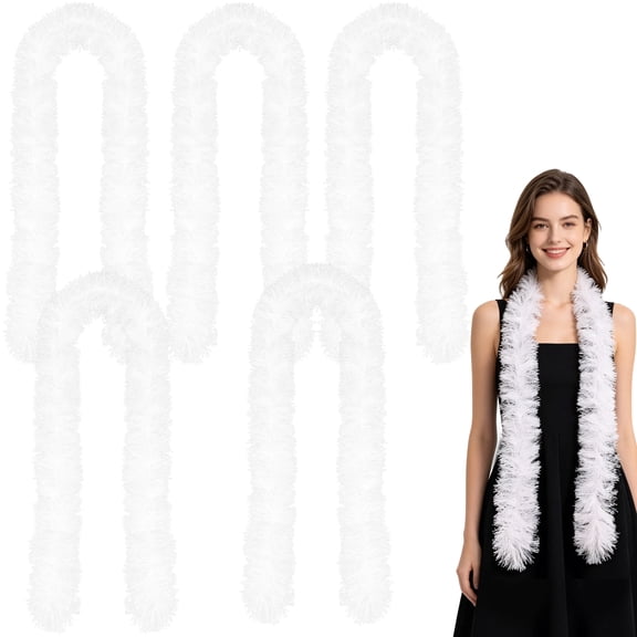 Feather Boa Party Pack Artificial Fluffy Bulk for Christmas Decoration 5 Pcs