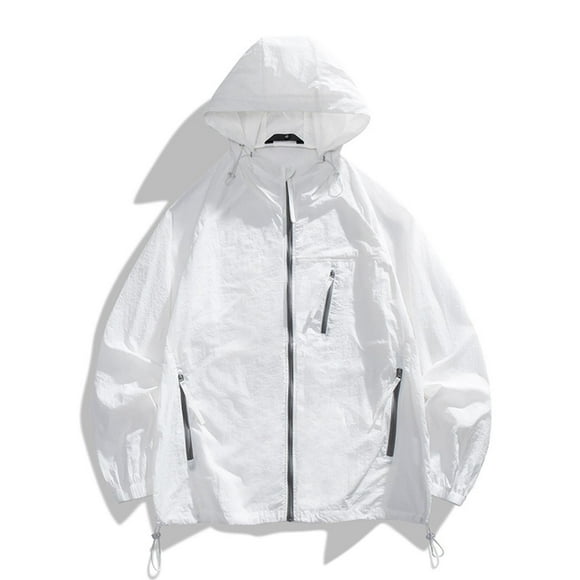 Men's Lightweight Jacket Outdoor Multi-Pocket Hiking Windbreaker, Hooded Loose Fit Sportswear Coat for Mountain Climbing Tool-Ready Casual Daily Wear