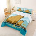 thumbnail image 2 of Manfei Cute Capybara Queen Comforter Set,Kawaii Wildflower Print Comforter Sets Queen,Blue,Reversible,3 Pieces,1 Comforter and 2 Pillowcases, 2 of 7