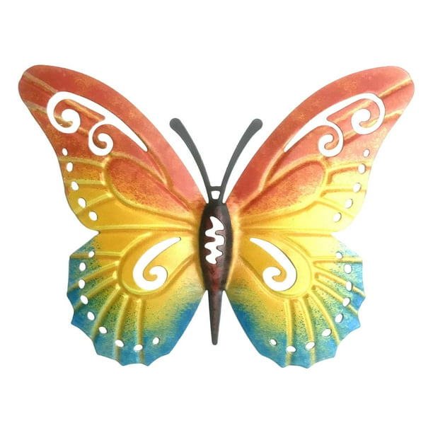 Decoraciones de pared de mariposas Esculturas colgantes Figuras Decoración de pared coleccionable naranja amarillo azul