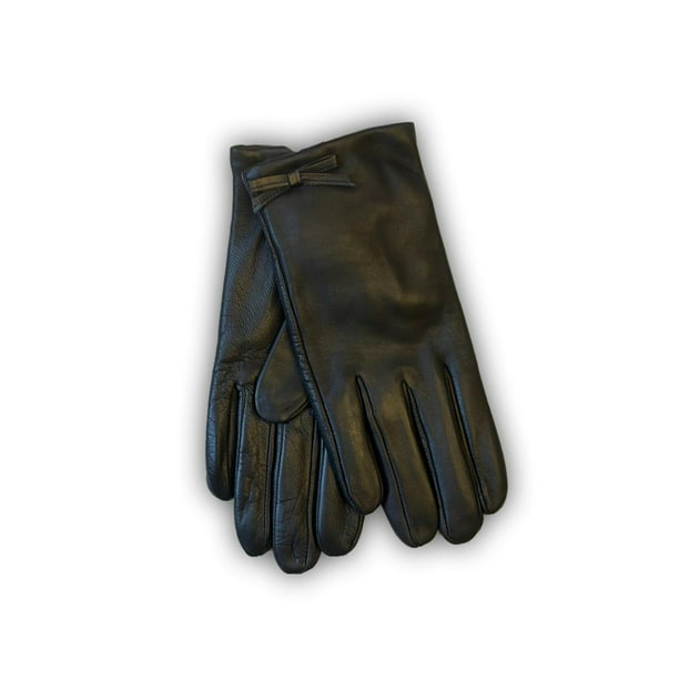 Kate Spade New York Women's Leather Mini Bow Gloves Black Size Medium -  