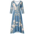 thumbnail image 5 of Huowey Halloween Witch Women Gothic Skeleton Dresses Flowy Elegant Cosplay Party Gown Long Sleeve V-Neck Soft Trick Or Treat Dress,Light Blue,S, 5 of 5