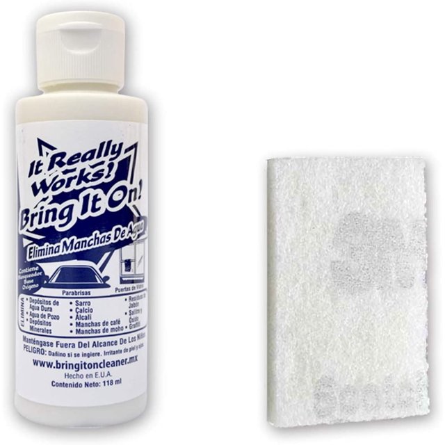 BRING IT ON CLEANER - Quita Gotas Limpia Vidrio Cromo Azulejo Aluminio Acero Sarro Óxido y Más 118ml (180 grs) SHIRET Hogar