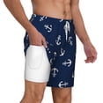 thumbnail image 2 of Kdxio Nautical Themed Simple Anchors Print Men'S Swim Trunks With Compression Liner 7 Inch Inseam Quick Dry Swim Shorts, 2 of 7