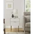 thumbnail image 3 of Nightstand,Mid-Century Modern Bedside Table with 2 Storage Drawer,Small Gold Frame Side End Table for Bedroom,Living Room, White, 3 of 12