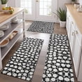 thumbnail image 2 of Black Daisy Flower Pattern Kitchen Rugs Sets Of 3,Kitchen Runner Rugs Non Skid Washable,Decorative Kitchen Floor Mats for Kitchen,Sink,Laundry,17"x30"+ 17"x47" + 17"x59", 2 of 6