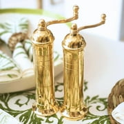 Alexander Home Greek Salt Mill, 9 Inch Tall, Manual Grinder, Brass