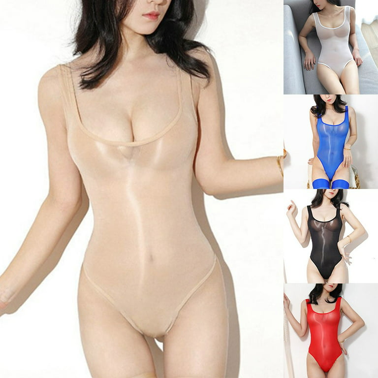 Women Bodysuit High Cut Bikini Thong Leotard See Through Swimwear Underwear