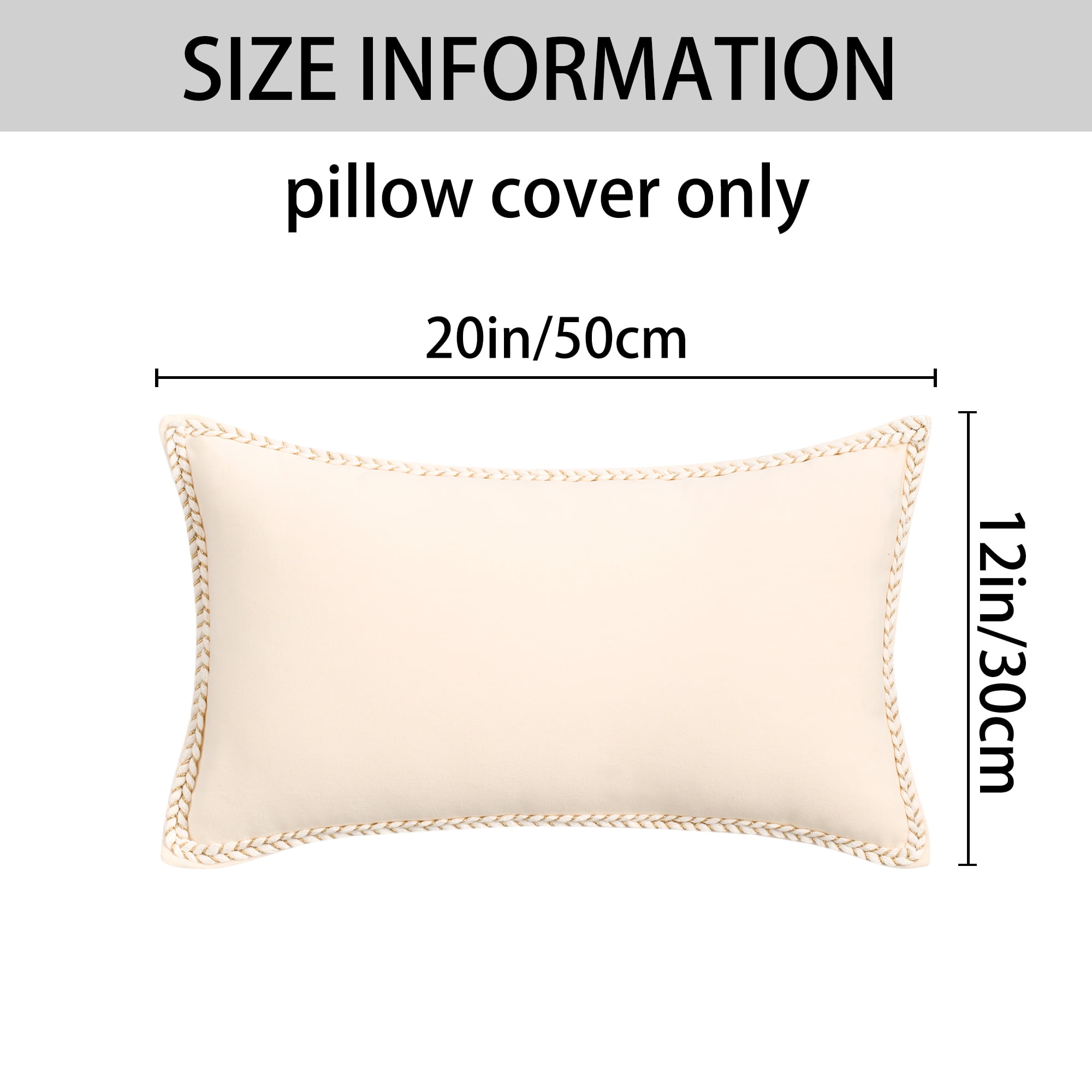Unique Bargains Pack of 2 Soft Solid Throw Pillow Covers Cases for Couch 20" x 12" Beige