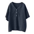thumbnail image 3 of Summer Loose Fitting Short Sleeve V-Neck Women T Shirt Casual SolidBlackXL, 3 of 3