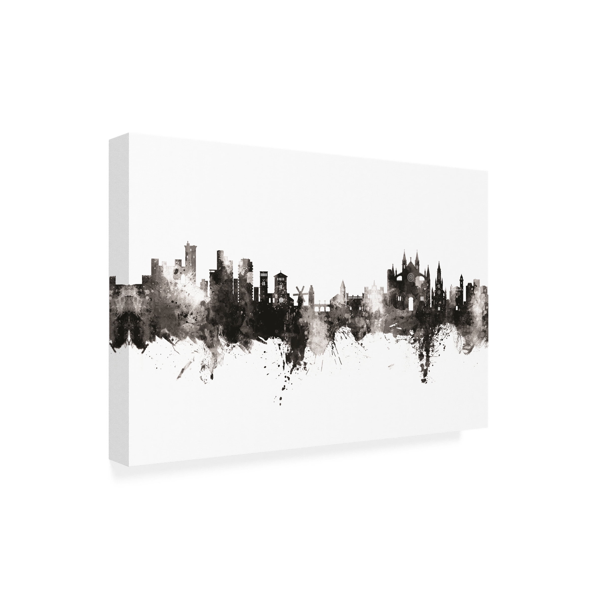 Michael Tompsett 'Palma de Mallorca Spain Skyline BW' Canvas Art