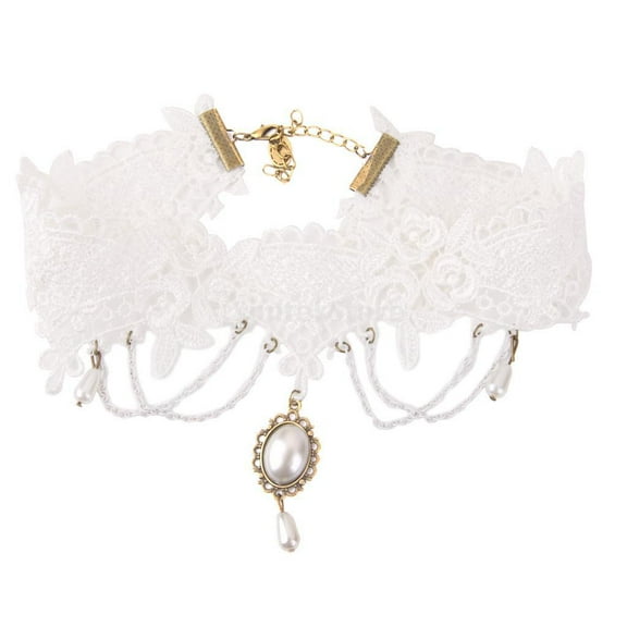 EHJRE Crystal Lace Collar Pendant Chain Statement Bib Necklace Jewelry Wedding