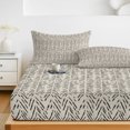 thumbnail image 6 of Cal.King Size Fitted Sheet Set - Beige Black Striped 3 Piece Bedding Sets 16" Deep Pocket Fitted Sheet with 2 Pillowcases, Abstract Modern Art Irregular Stripe Brushed Microfiber Hotel Bed Sheets, 6 of 9