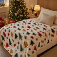 thumbnail image 6 of Cififendec Christmas Multi Color Tree Print Fleece Throw Blanket, 59.05"×51.18", Soft Plush Blanket with Xmas Tree Patterns for Bed Sofa Holiday Lounging, 6 of 7